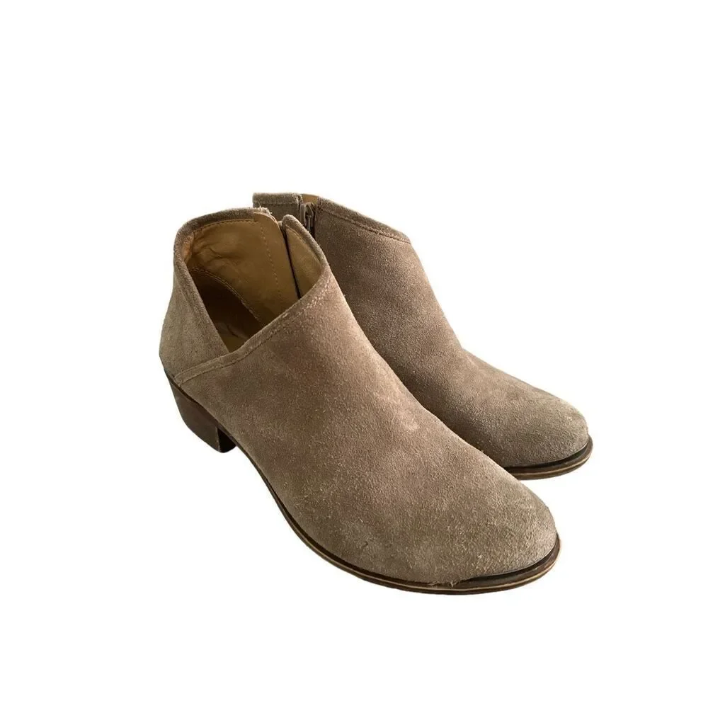 Lucky Brand Brekke suede slip on leather ankle booties sz 8 women’s - Picture 3 of 7